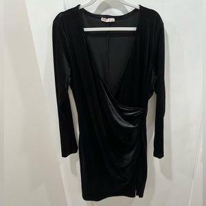 Satin black long sleeve dress